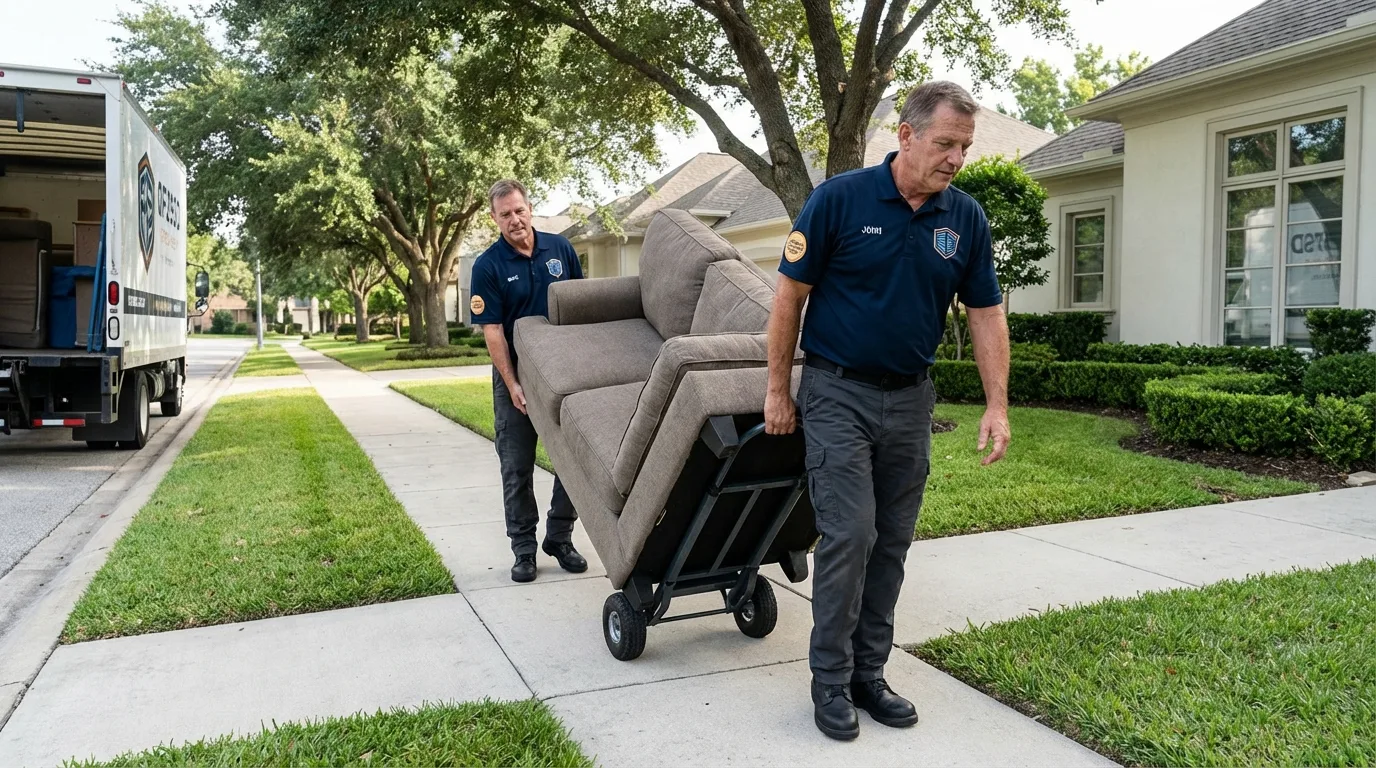 Local residential moving crew loading furniture in Morganville, NJ
